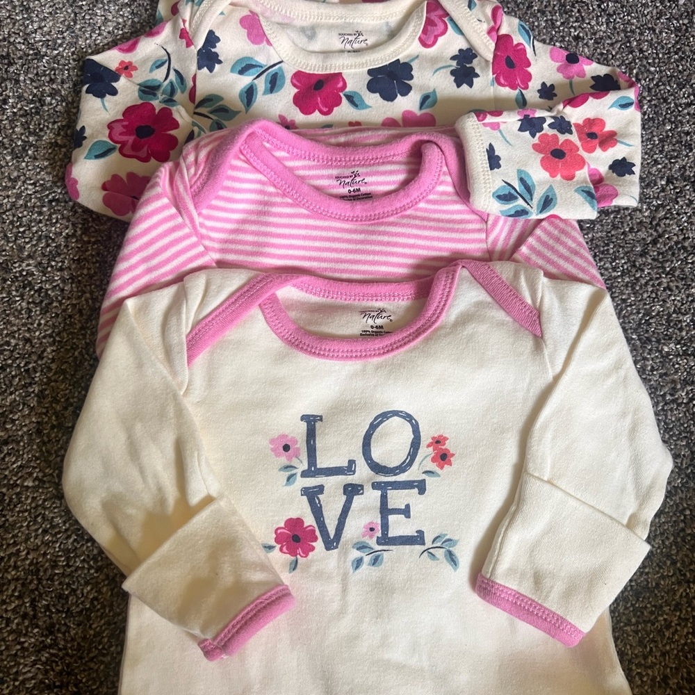 Infant Sleeper Gowns - Pink and Cream